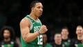 Grant Williams #12 of the Boston Celtics celebrates during the third quarter of game two of the Eastern Conference Second Round Playoffs against the Philadelphia 76ers at TD Garden on May 03, 2023 in Boston, Massachusetts. The Celtics defeat the 76ers 121-87.