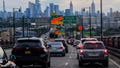 JERSEY CITY, NY - AUGUST 17: The Empire State Building and Tourist District are seen while Traffic jam is reported along the route to New York City on August 17, 2022, in Jersey City, New Jersey. New York Governor. Kathy Hochul is proposing a congestion pricing plan to raise billions of dollars in revenue for public transit projects and also decreasing traffic jam in Manhattans tourism district and financial center. (Photo by Eduardo MunozAlvarez/VIEWpress)