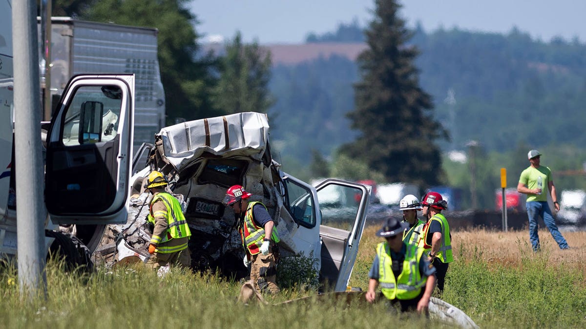 Truck driver arrested in multivehicle freeway crash that killed 7 in