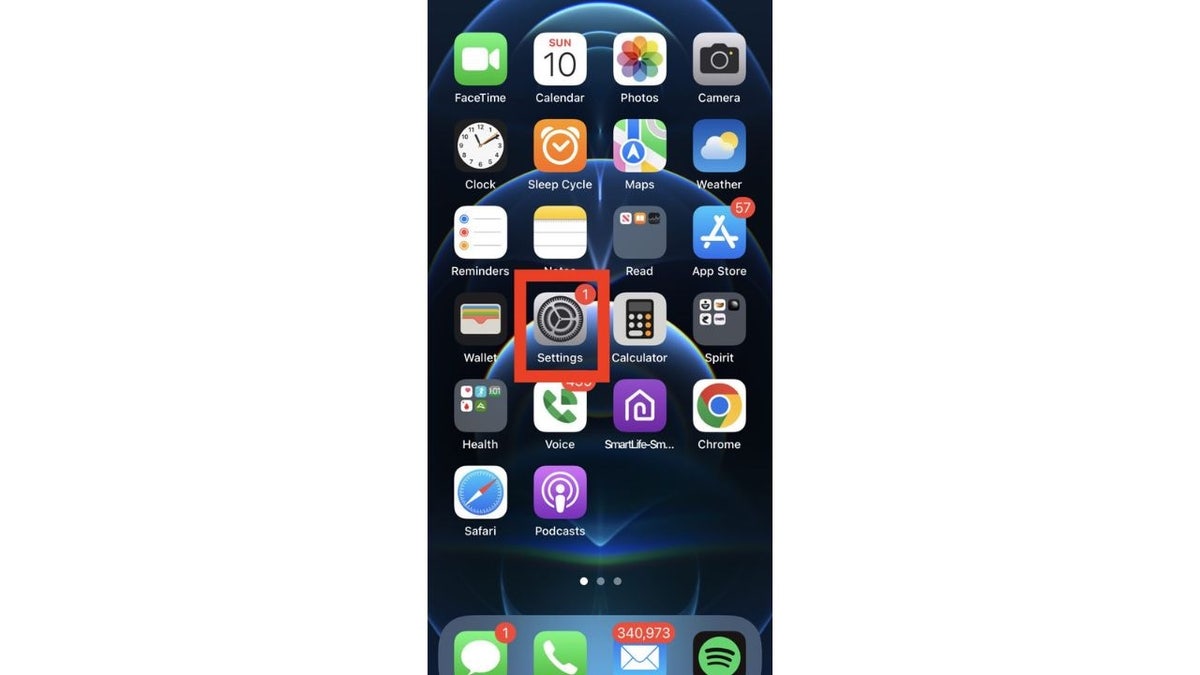 Screenshot of the iPhone home screen.