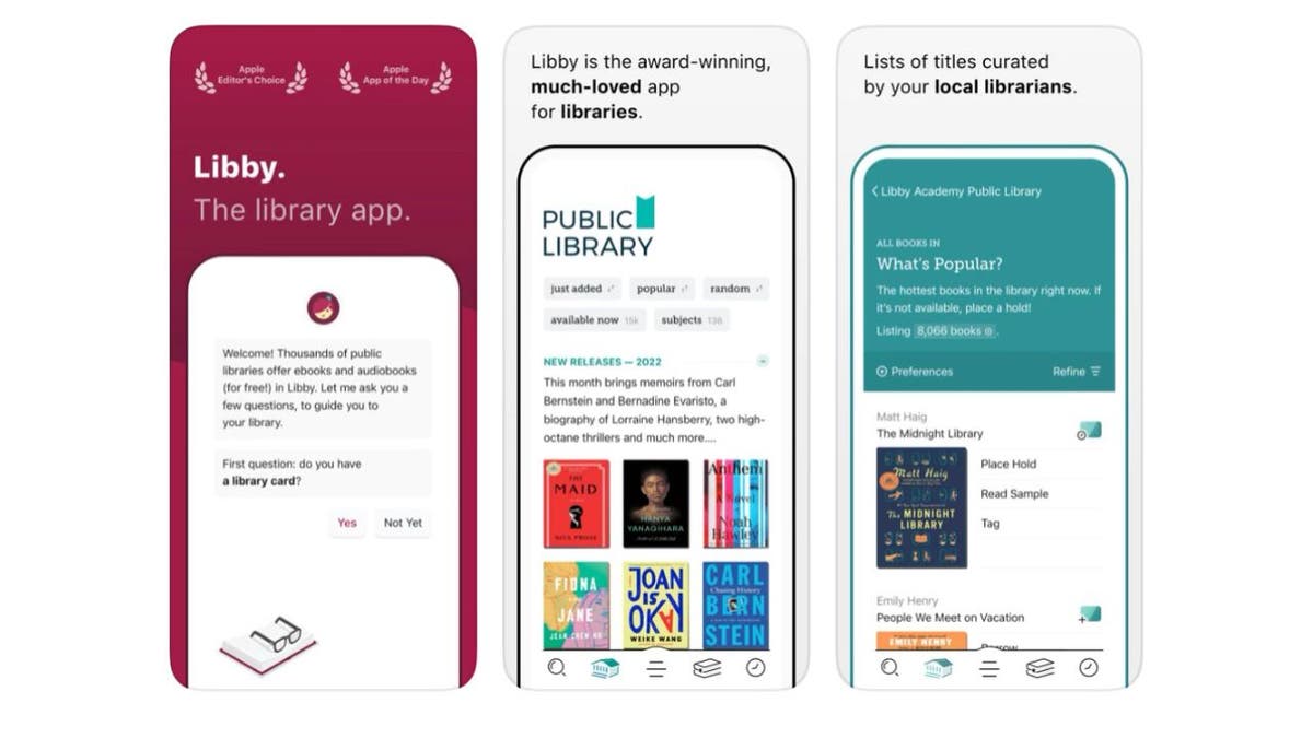Photo of different Libby app pages.
