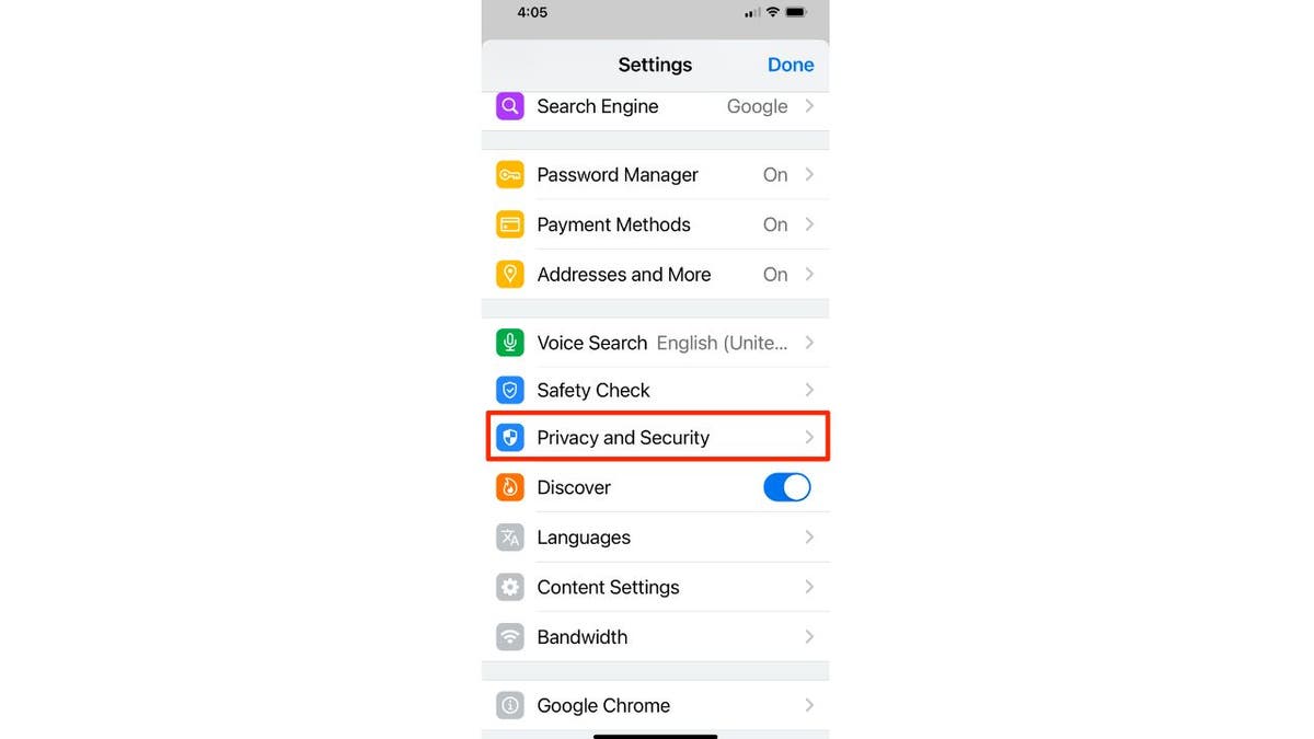 Privacy and Security iPhone settings