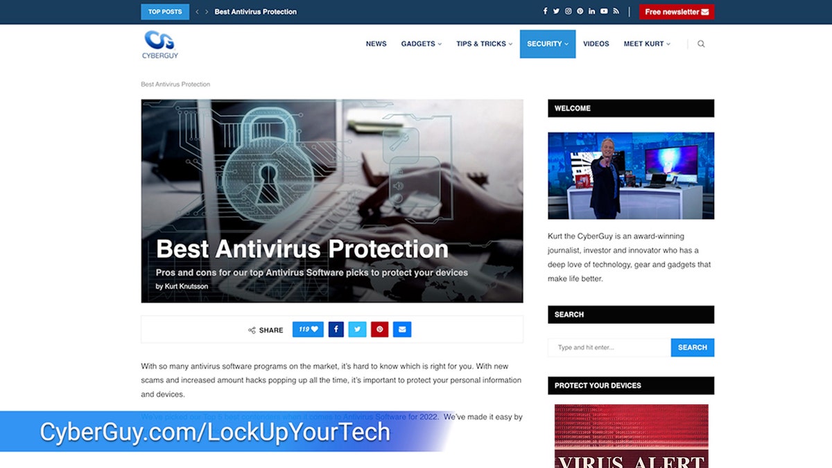 screengrab from cyberguy.com for best antivirus article