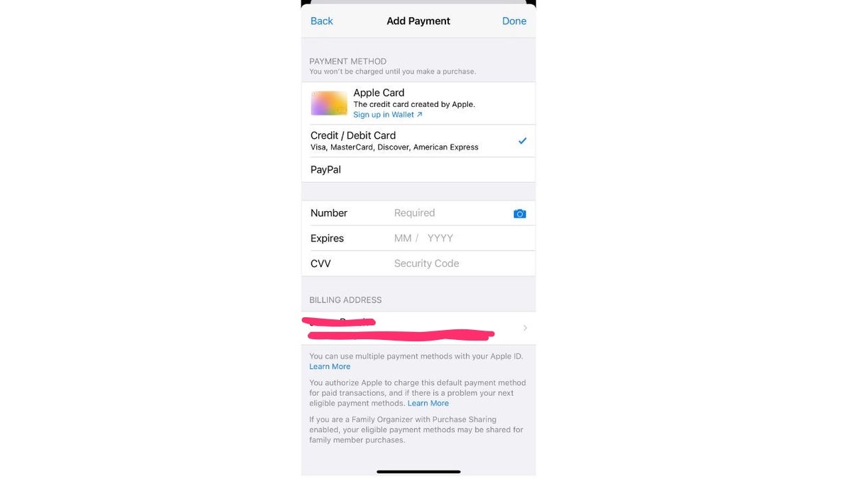 Screenshot of the "Add Payment" page.