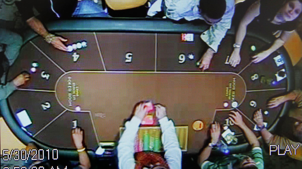 A video grab image shows Dutch Joran Van der Sloot and Peruvian Stephany Flores playing at a casino in Lima