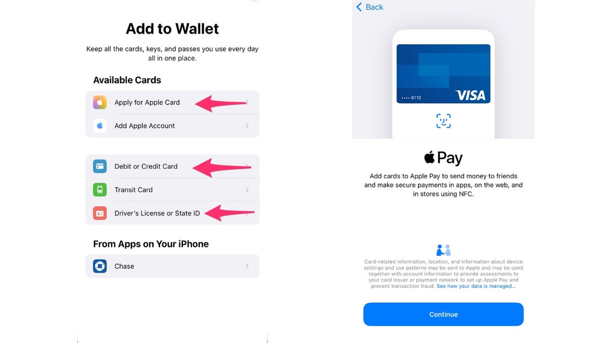 Screenshot of the Wallet app