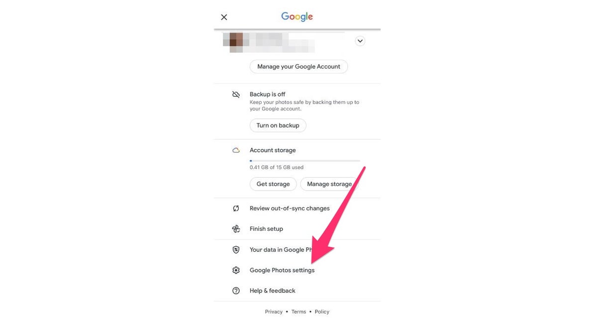Google settings for your images