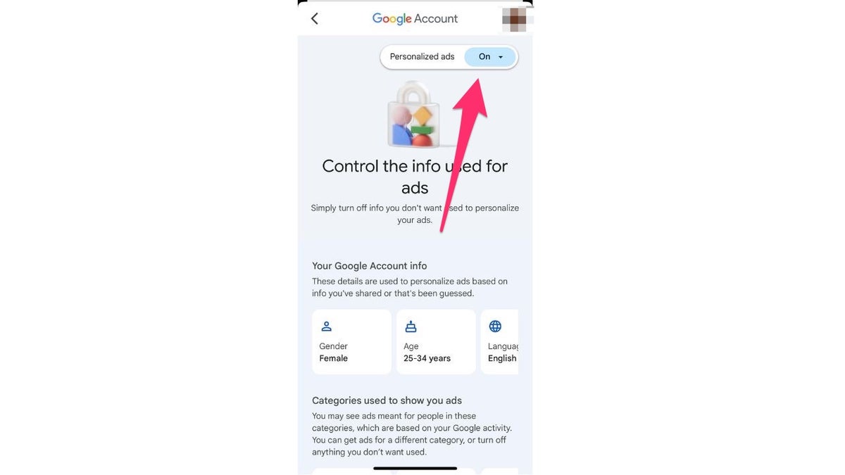 Ads can be turned on in your Google account