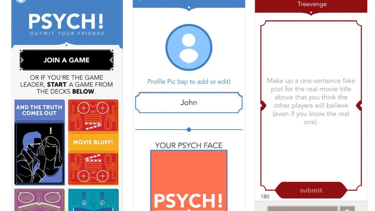 Psych adds a fresh twist to trivia and social gaming. Players create fake answers to real questions, trying to fool their friends.