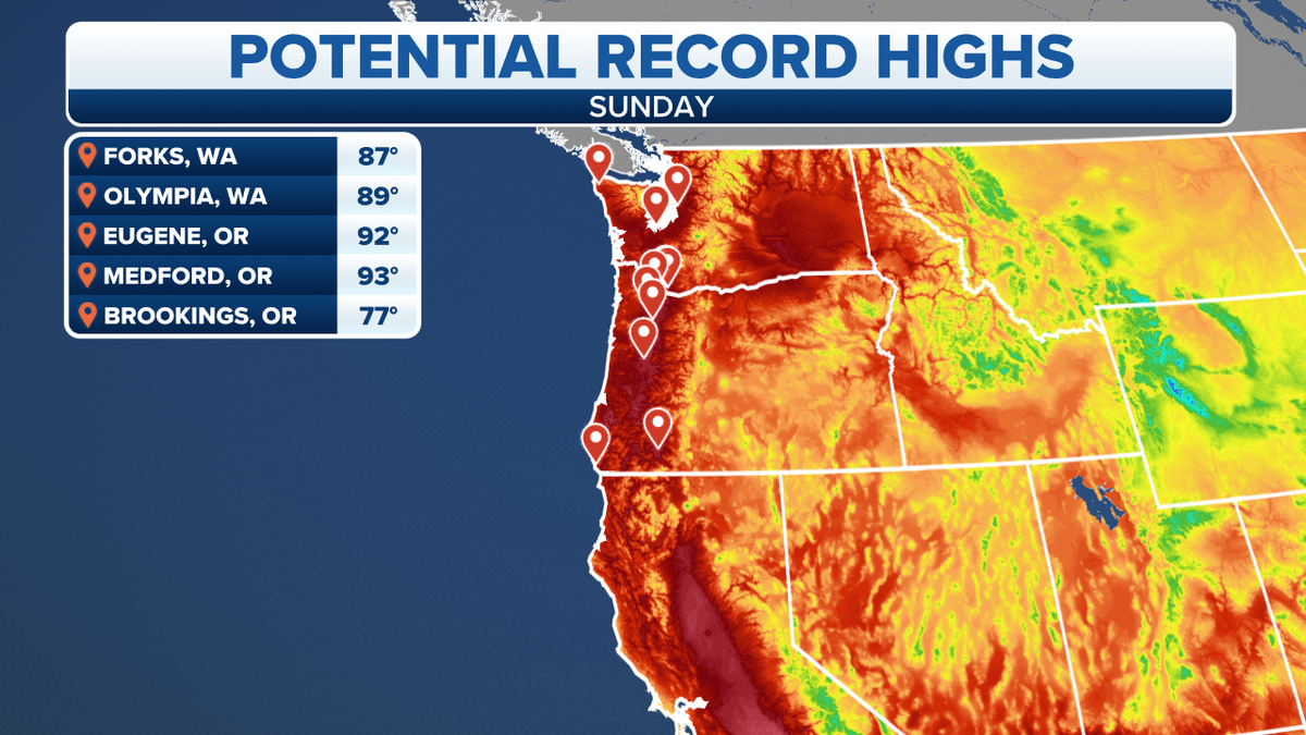 Potential record highs on the West Coast