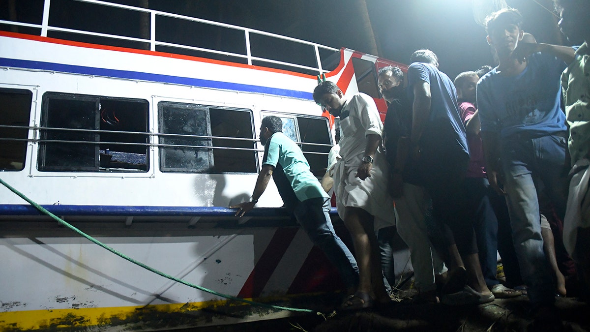 A photo of the capsized boat in India's Kerala state