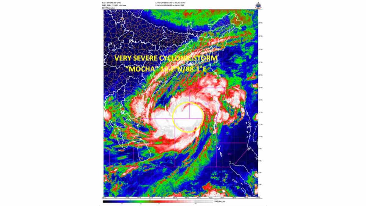 Storm Mocha is shown intensifying into a very severe cyclonic storm. Authorities in Bangladesh and Burma are preparing to evacuate hundreds of thousands of people Friday, ahead of the severe storm.