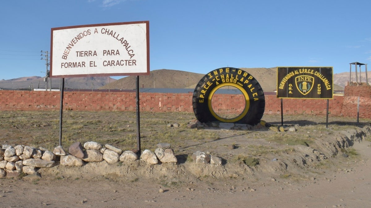 The entrance of the Challapalca maximum-security prison