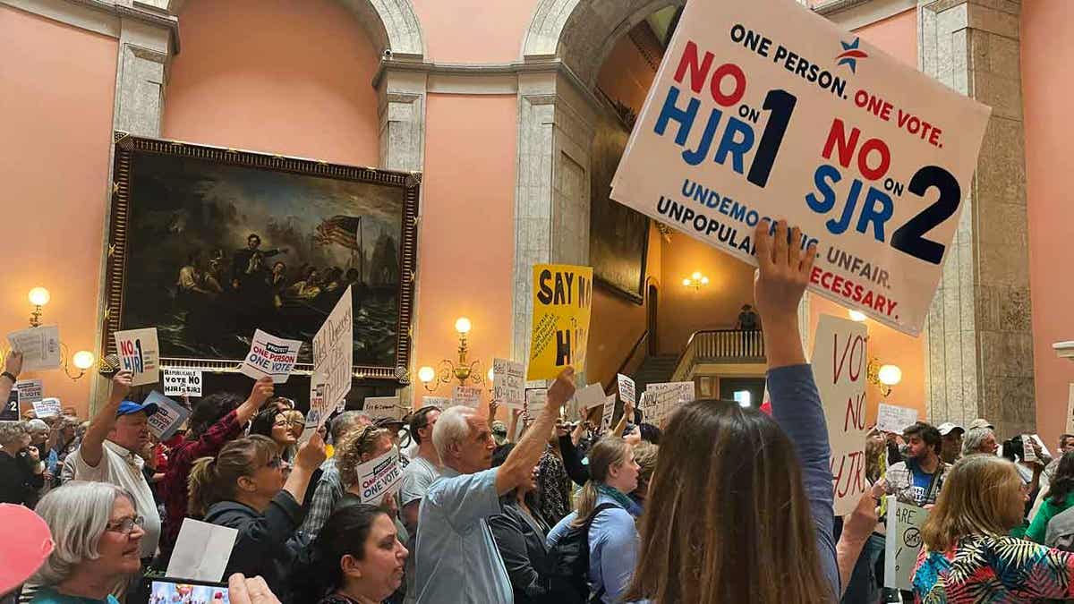 protesters inside Ohio statehouse