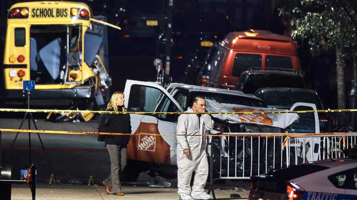 Damaged vehicle used to kill people on an NYC bike path