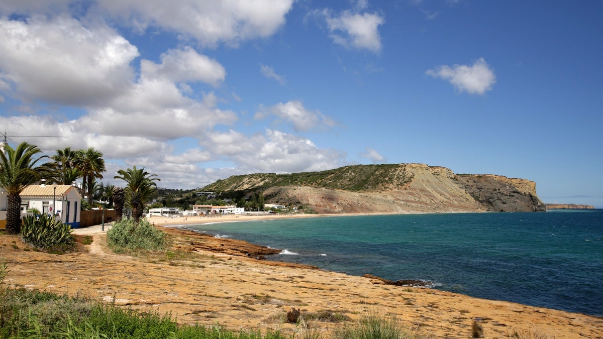 A view of the coastline in Praia da Luz, in Portugal's Algarve coast
