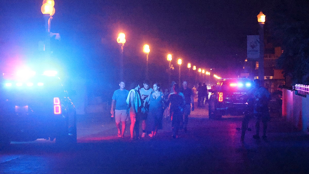 Police lights near the boardwalk