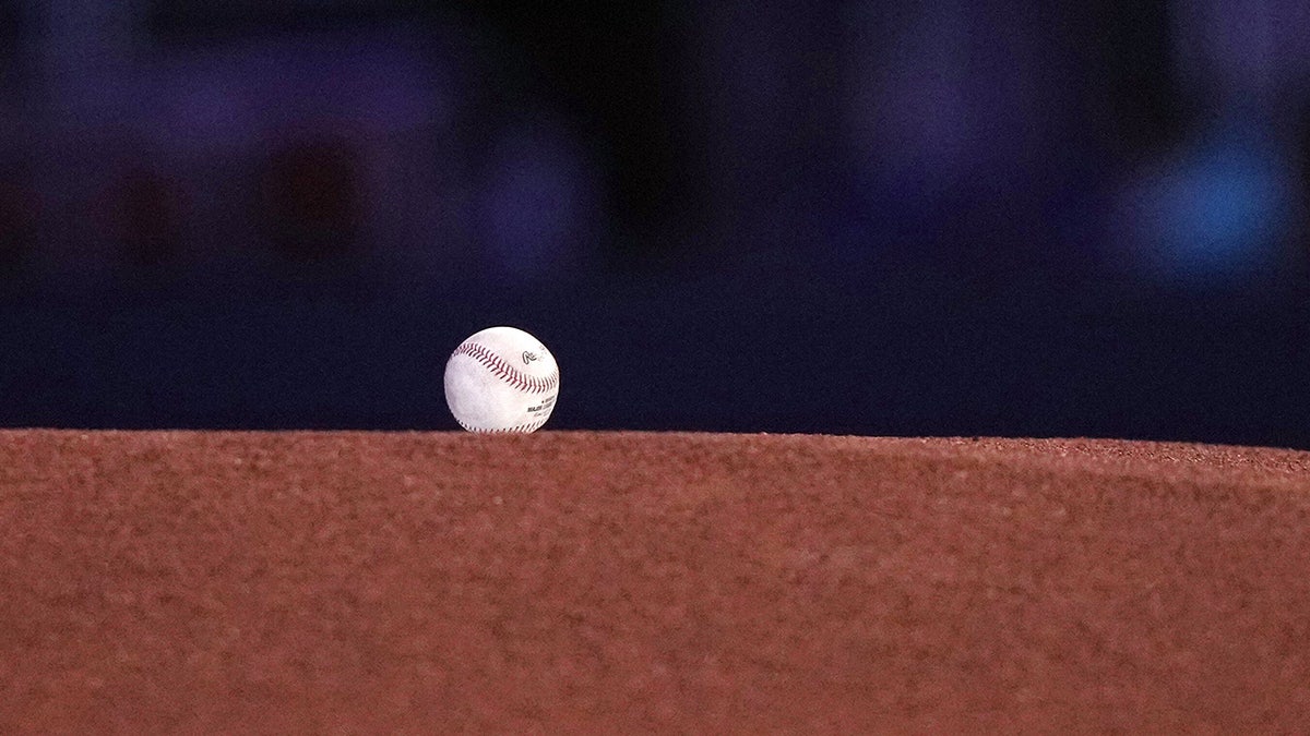 A baseball on the mound