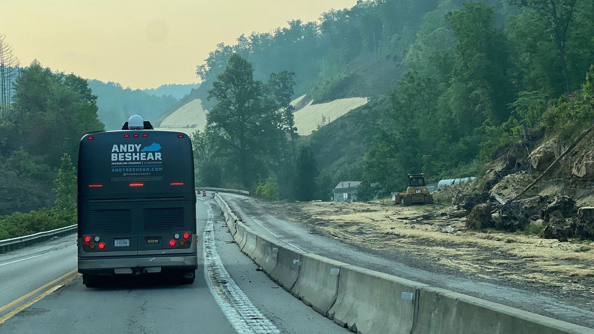 Campaign bus of Democratic Kentucky Gov. Andy Beshear