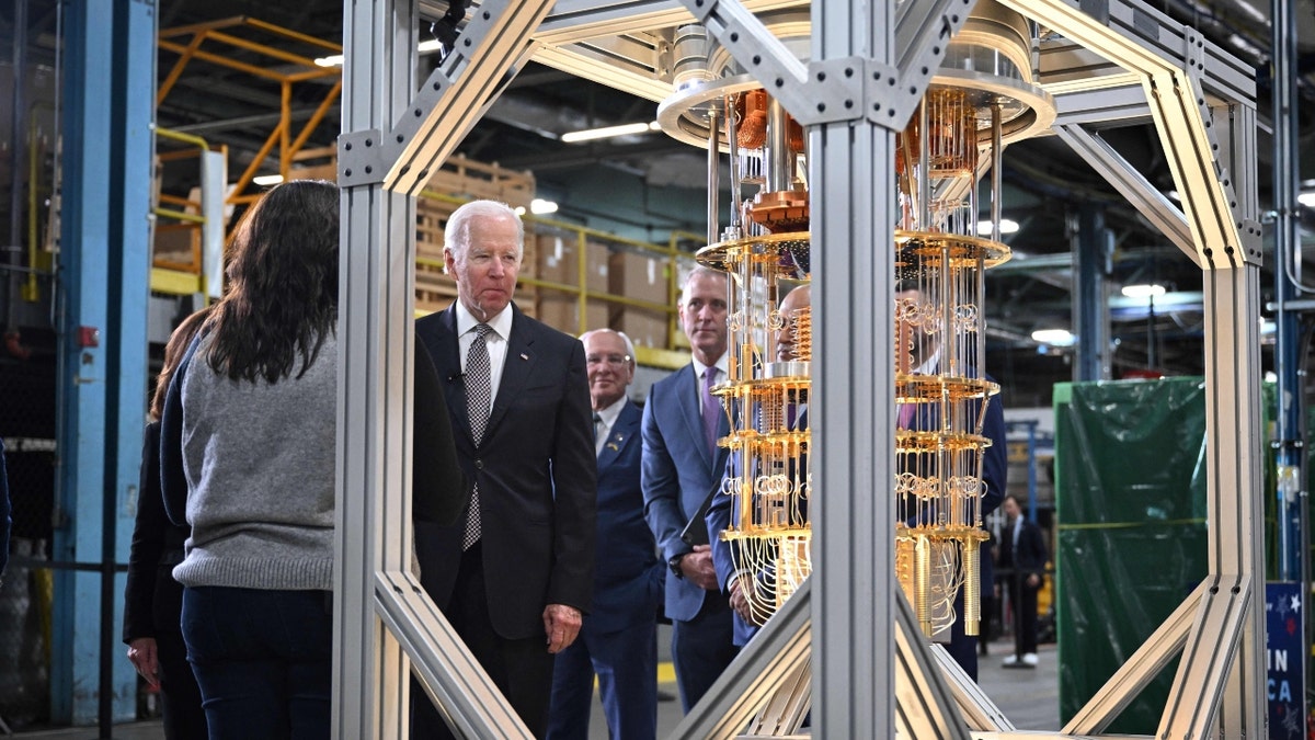 Biden looking at a computer