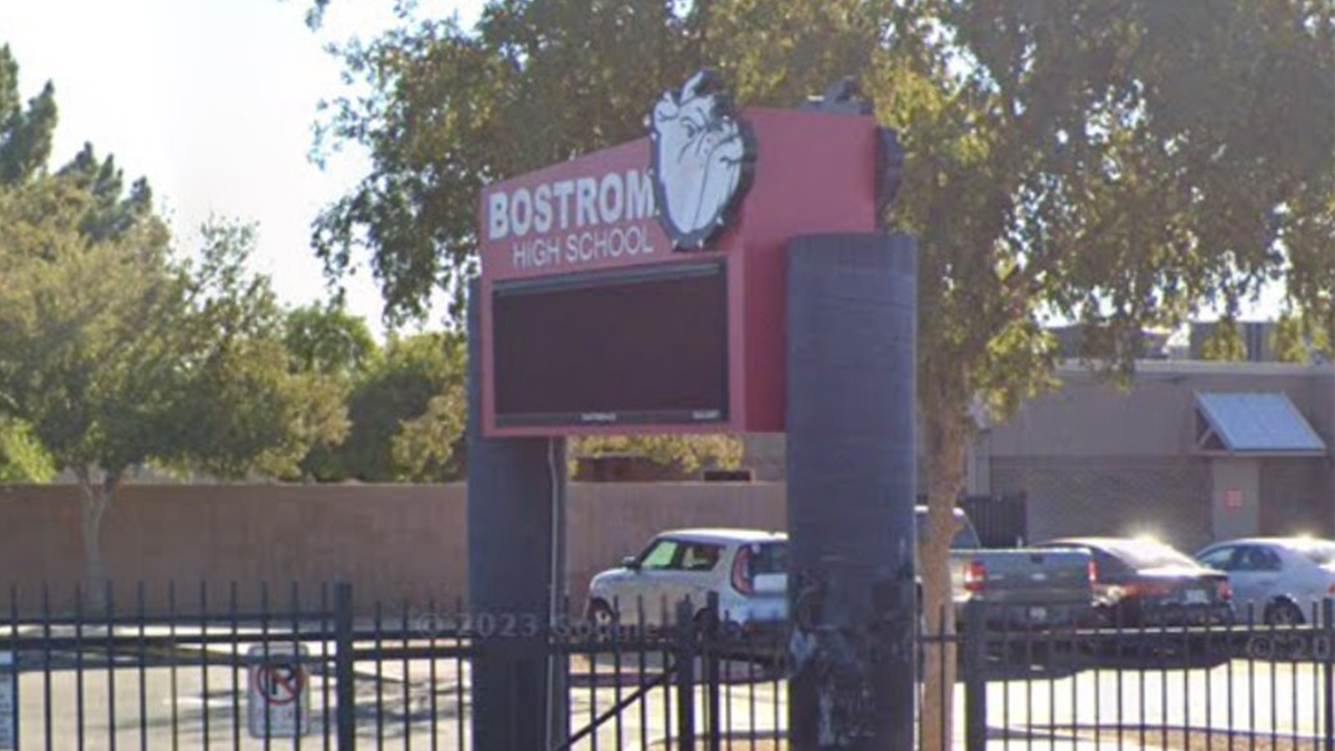 A photo of the school's sign