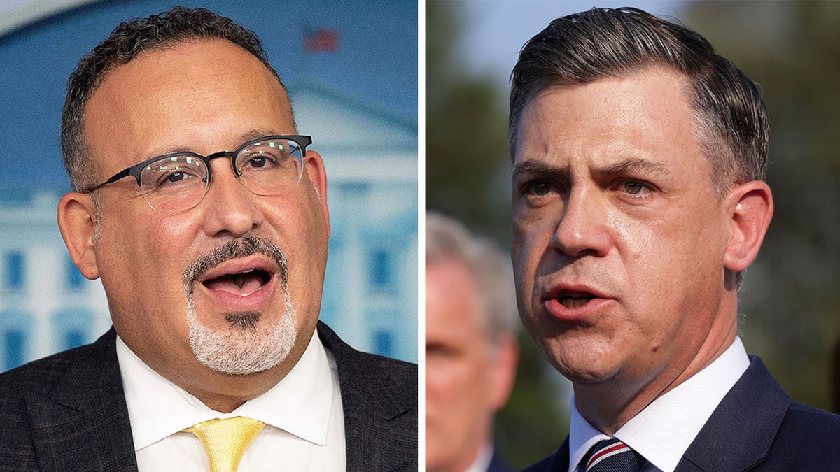 Miguel Cardona and Jim Banks