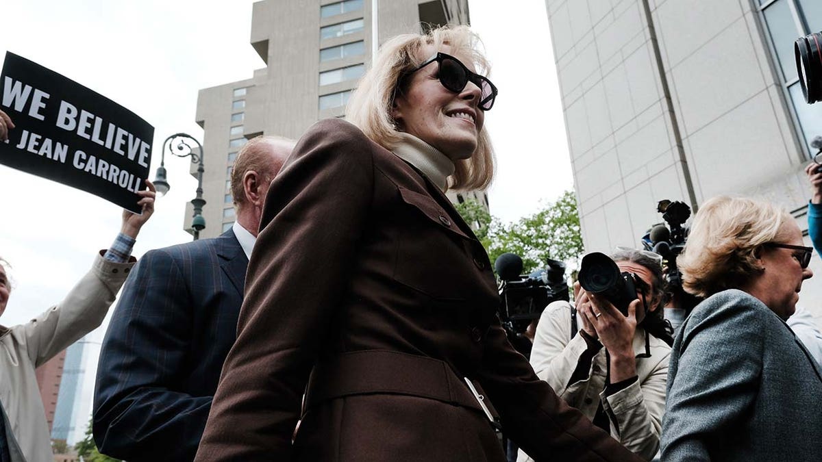 E. Jean Carroll arrives for her civil trial against former President Donald Trump