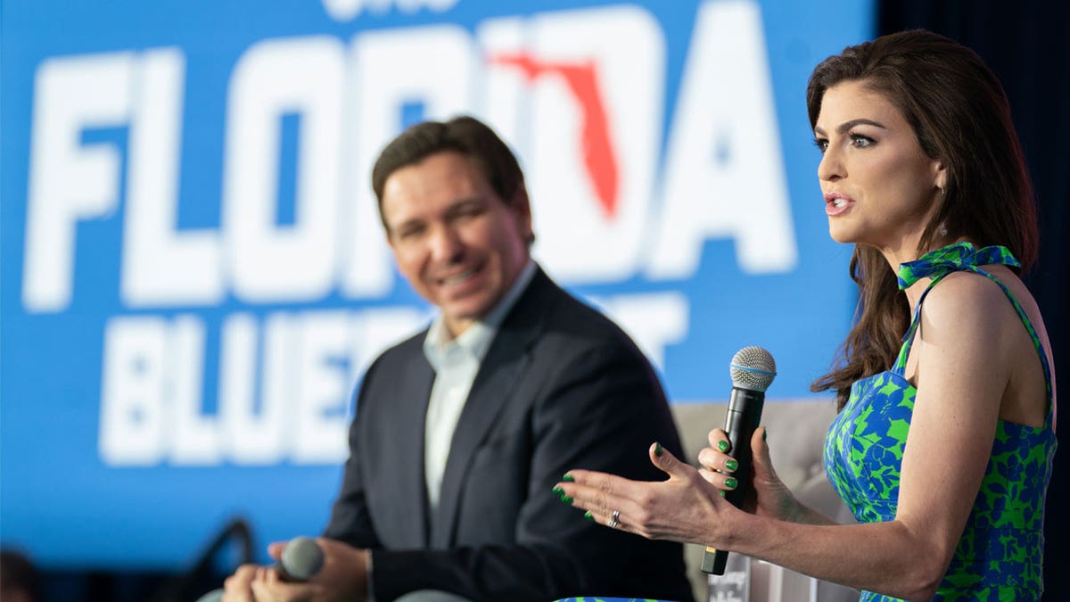 Casey DeSantis speaks with Gov. Ron DeSantis