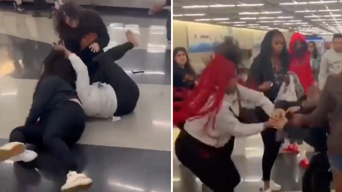 Fight between people at O'Hare airport