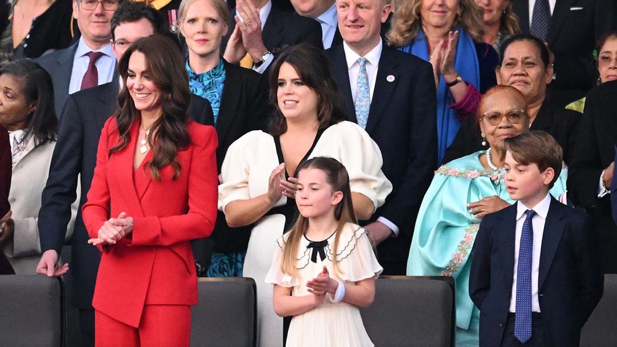 Catherine, Princess of Wales, Princess Eugenie, Princess Charlotte of Wales and Prince George of Wales during the Coronation Concert