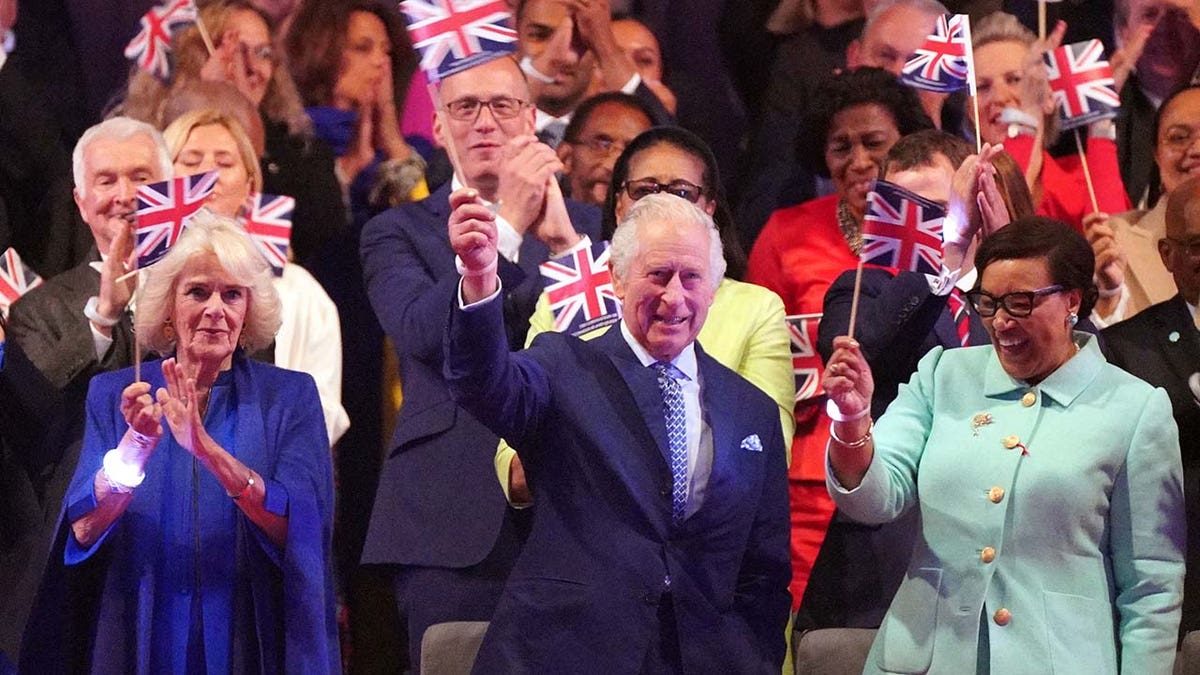 Queen Camilla and King Charles wear matching royal blue for coronation concert