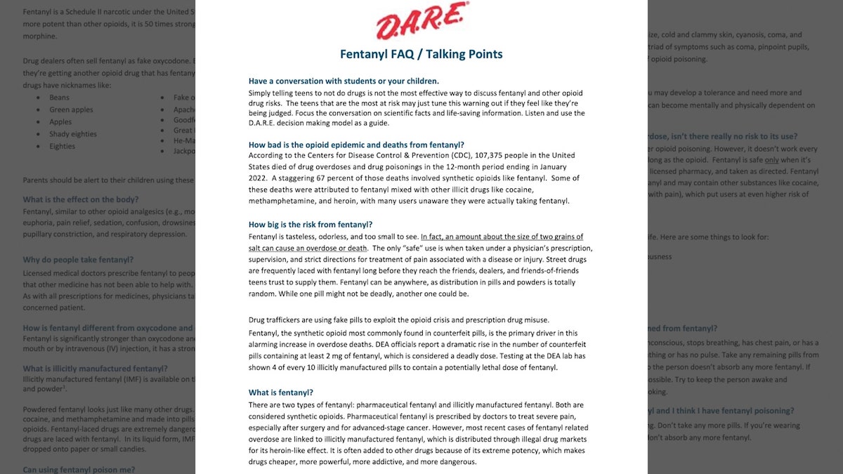 D.A.R.E. fentanyl fact sheet