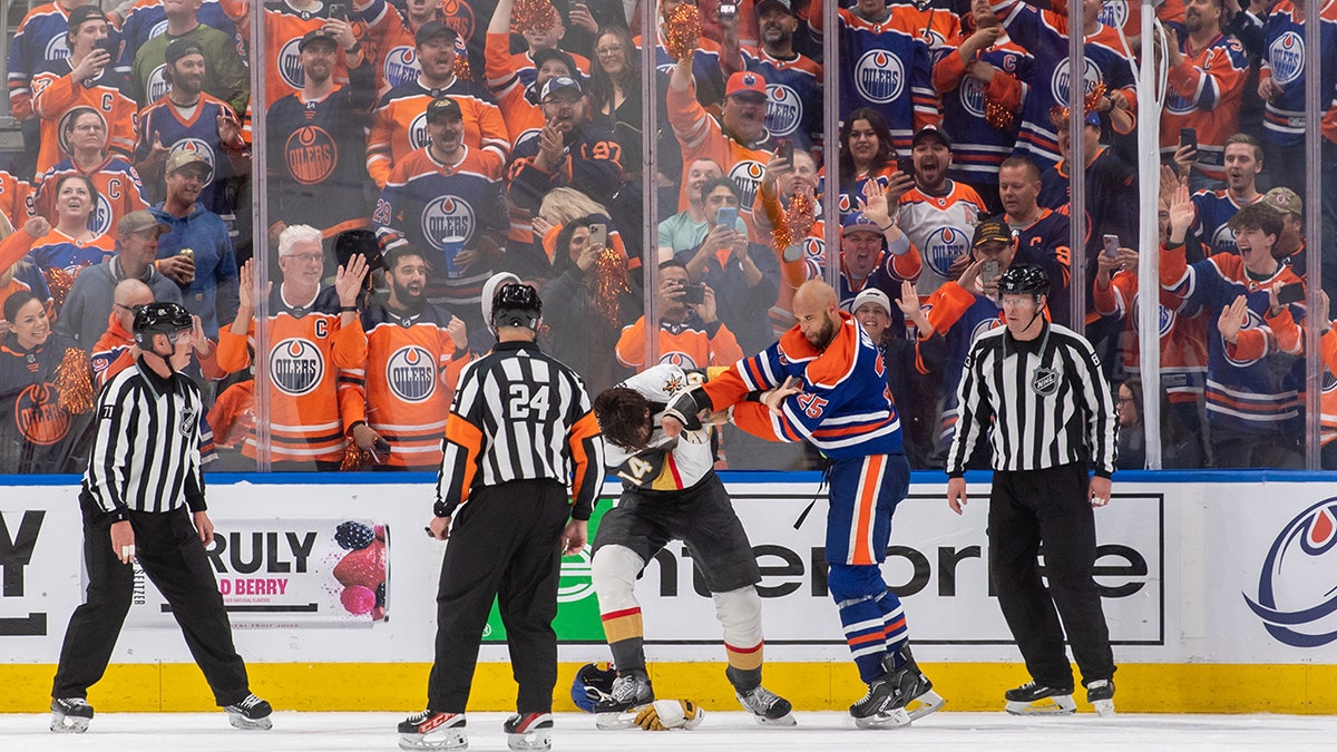 Darnell Nurse fights Vegas Golden Knights player