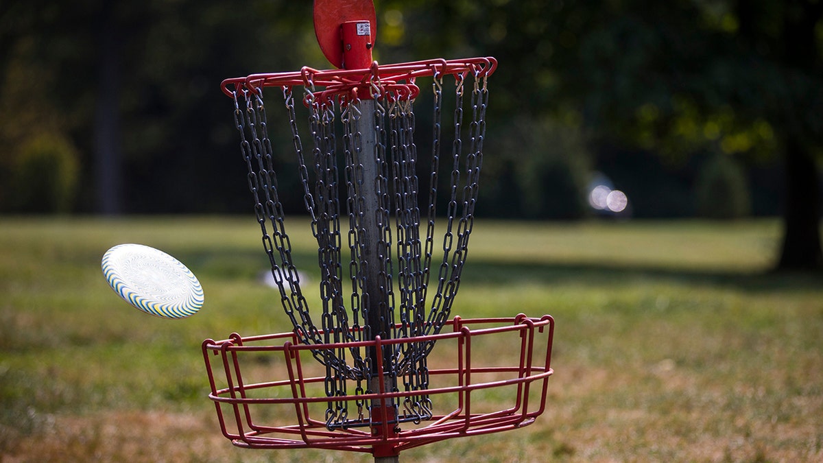 A disc slips into the basket