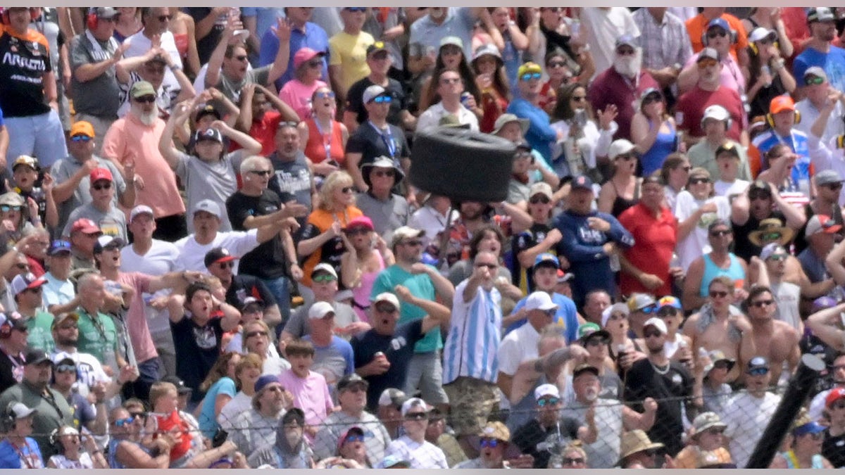 Tire flies into stands