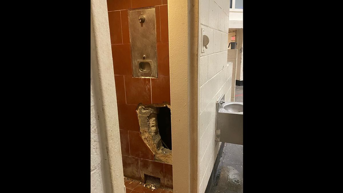Hole in Fulton County Jail shower stall