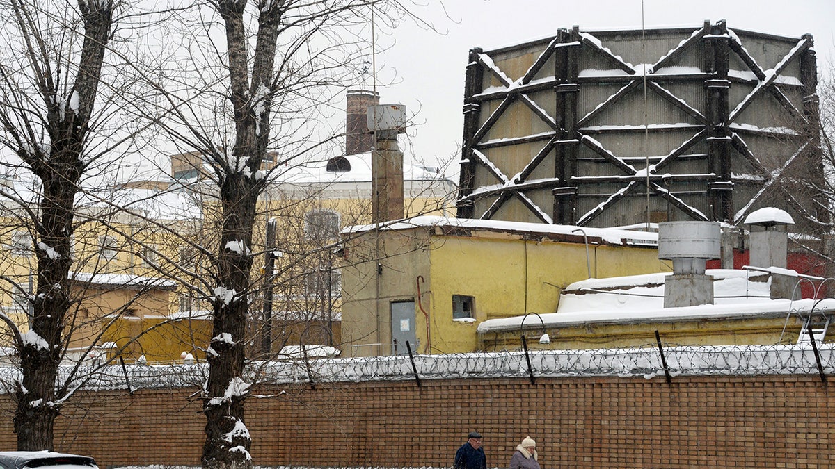 Lefortovo prison wall and barbed wire