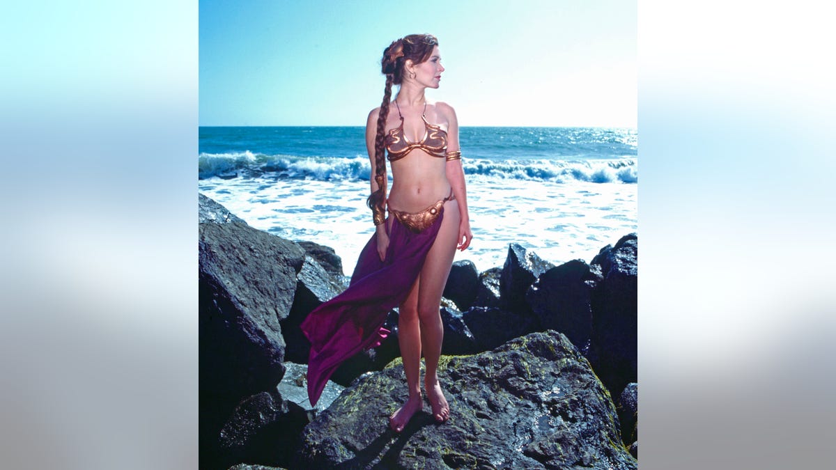 Carrie Fisher gold bikini