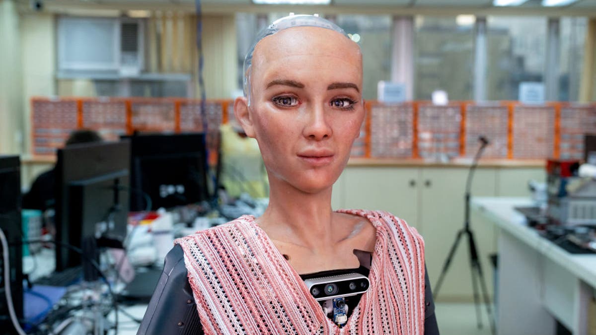 Sophia, a robot, is pictured at Hanson Robotics, which specializes in humanoid robot manufacture.