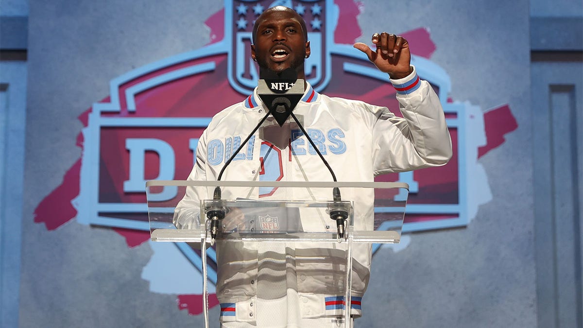 Jason McCourty announces a pick at the 2023 NFL Draft