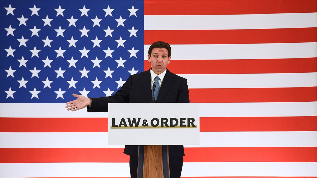 DeSantis stands at Law and Order podium