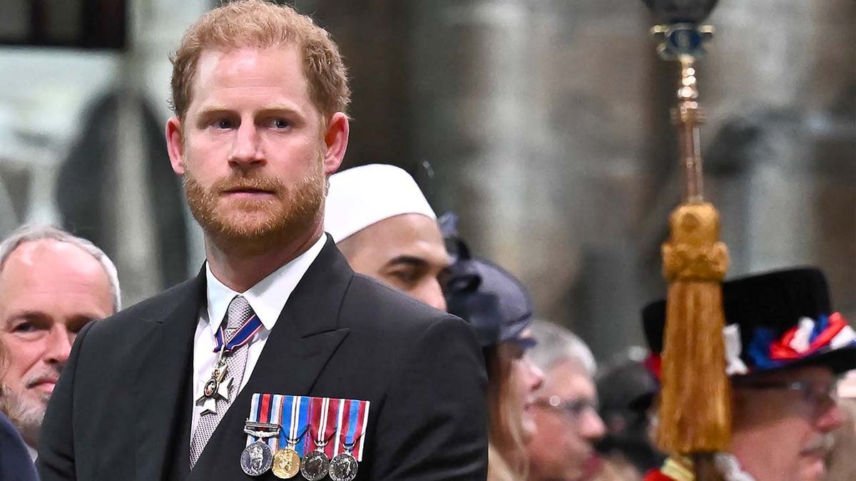 Prince Harry looking on at Westminster Abbey