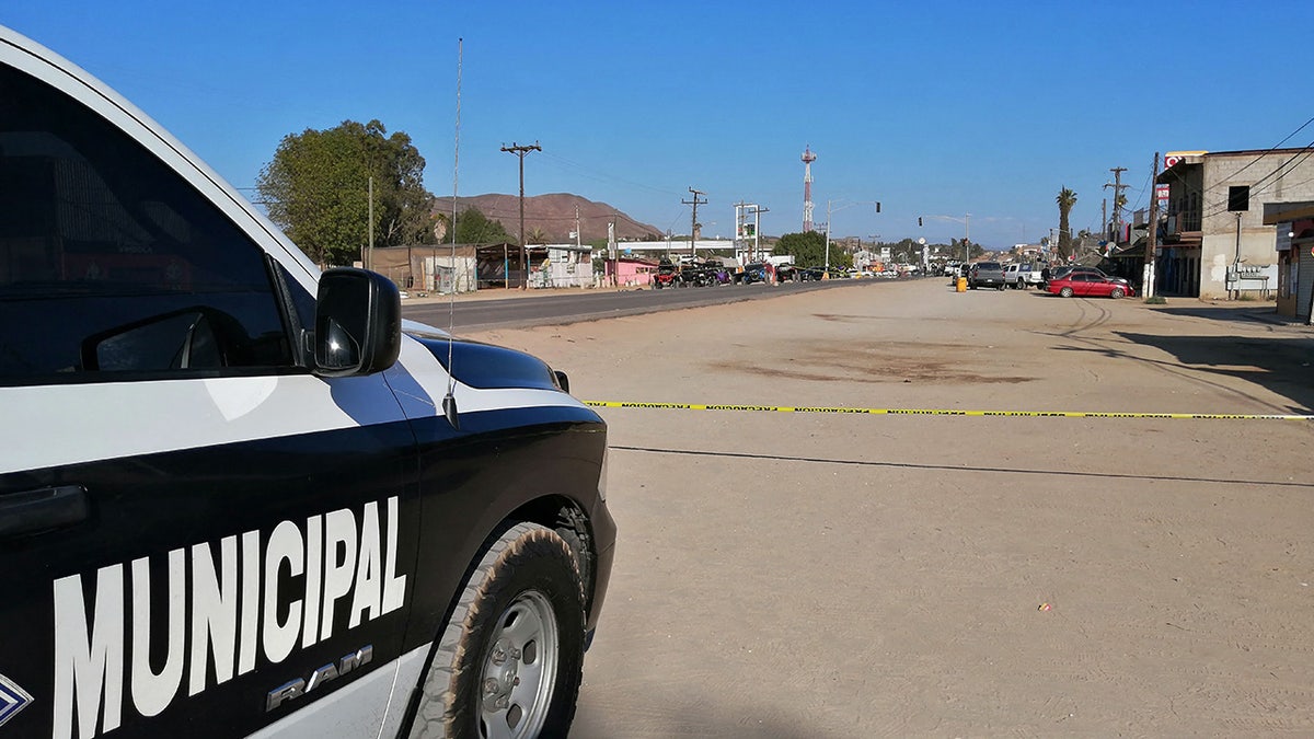 Mexican police on scene of Baja California shooting
