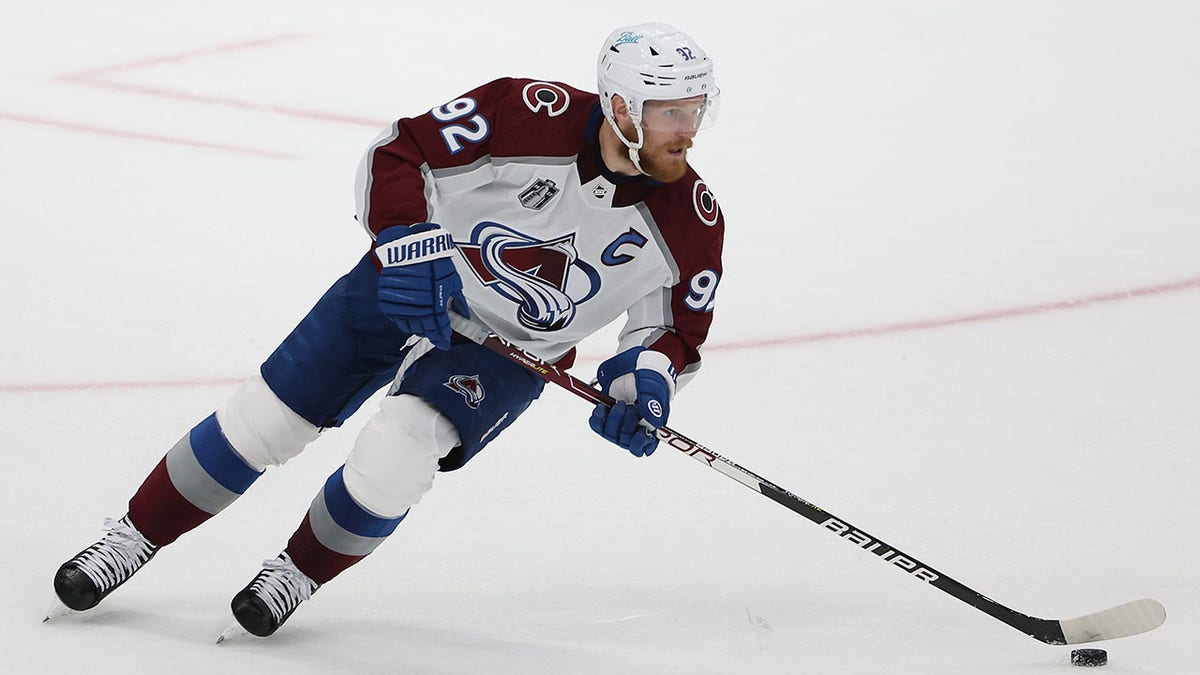 Gabriel Landeskog skates with the puck