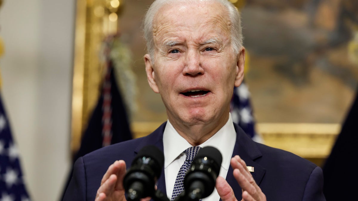 WASHINGTON, DC - MARCH 13: U.S. President Joe Biden speaks about the banking system in the Roosevelt Room of the White House on March 13, 2023 in Washington, DC. President Biden gave an update regarding the collapse of Silicon Valley Bank in California and how his administration is handling the ripple effects. (Photo by Anna Moneymaker/Getty Images)