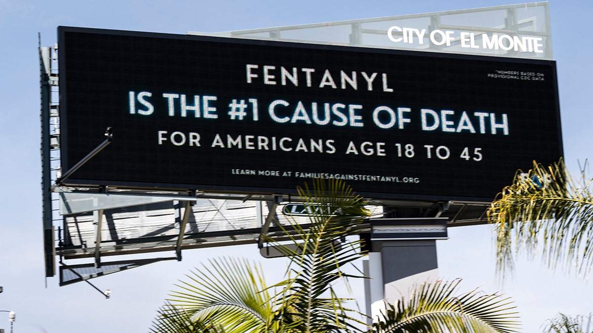 Billboard in California with fentanyl statistics