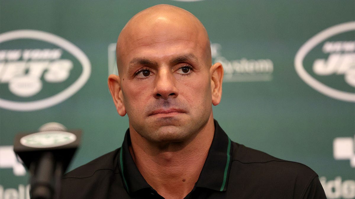 Robert Saleh attends a press conference