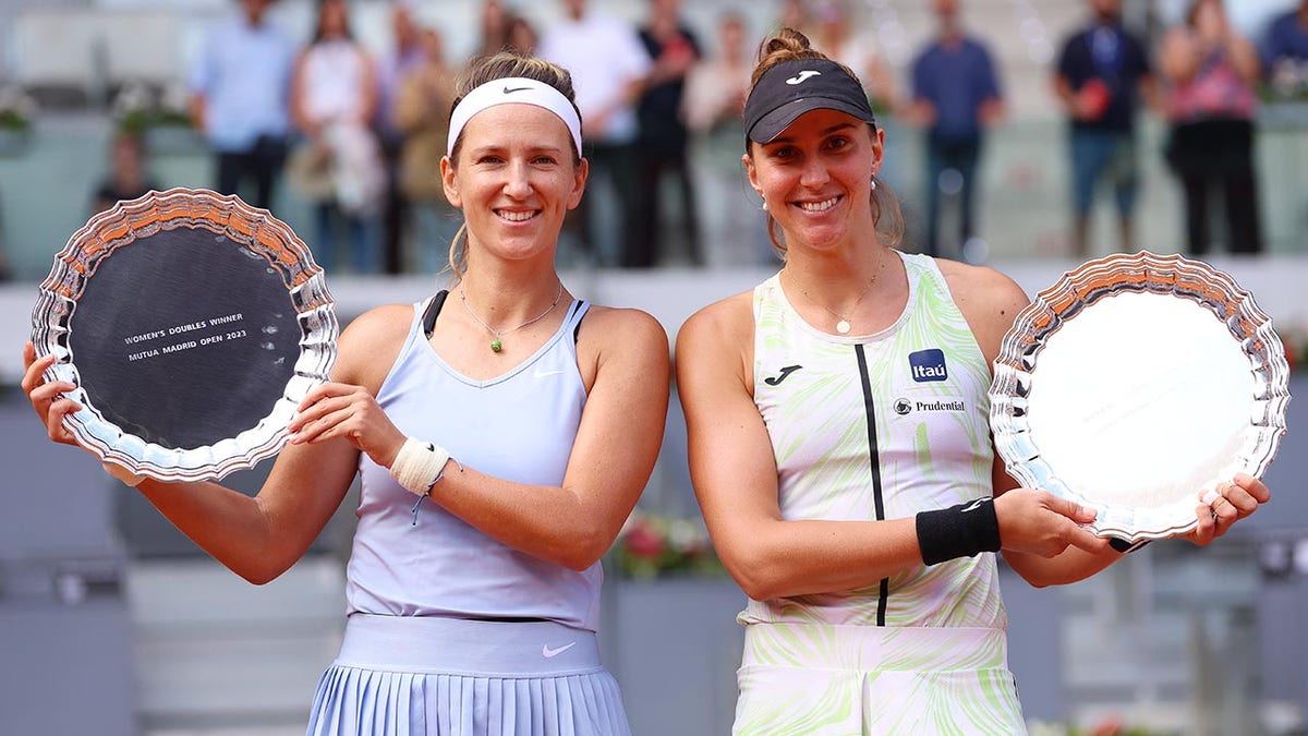 Victoria Azarenka and Beatriz Haddad Maia win the women's doubles final at the Madrid Open