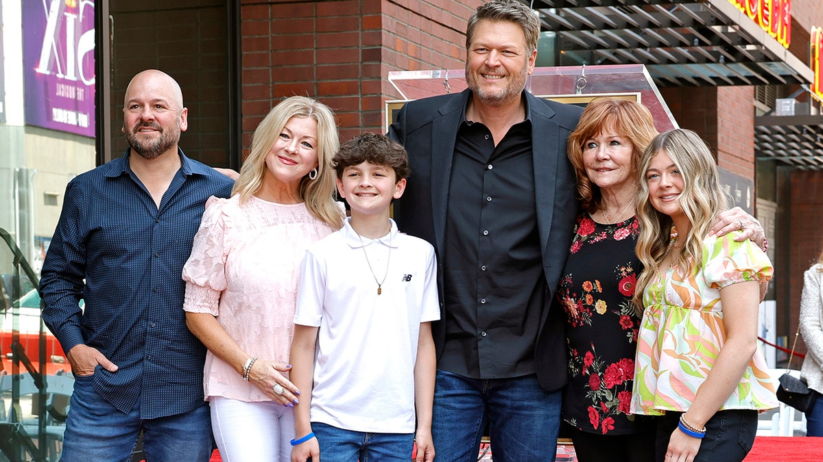 Blake Shelton and his family at the walk of fame ceremony