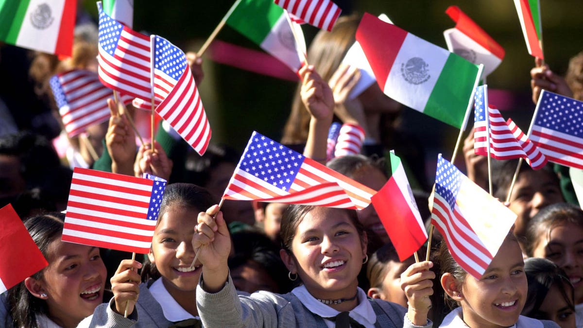 Mexican American flags